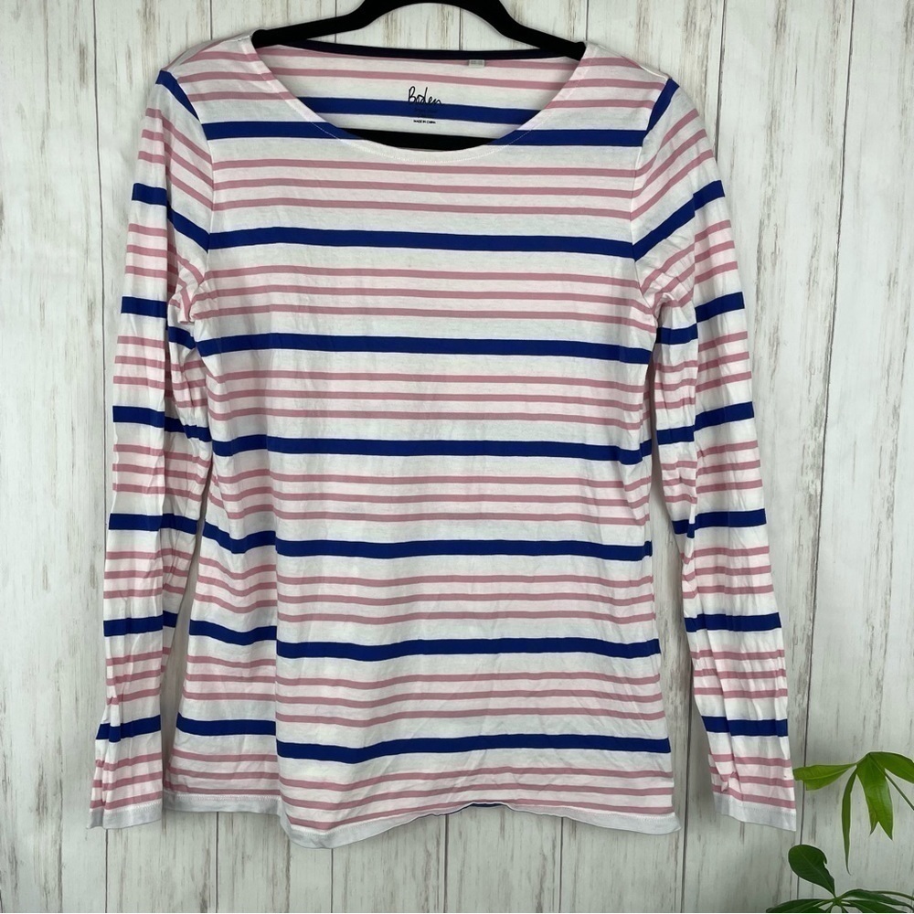 Anthropologie Boden striped pink, white, blue, striped tee US 12
